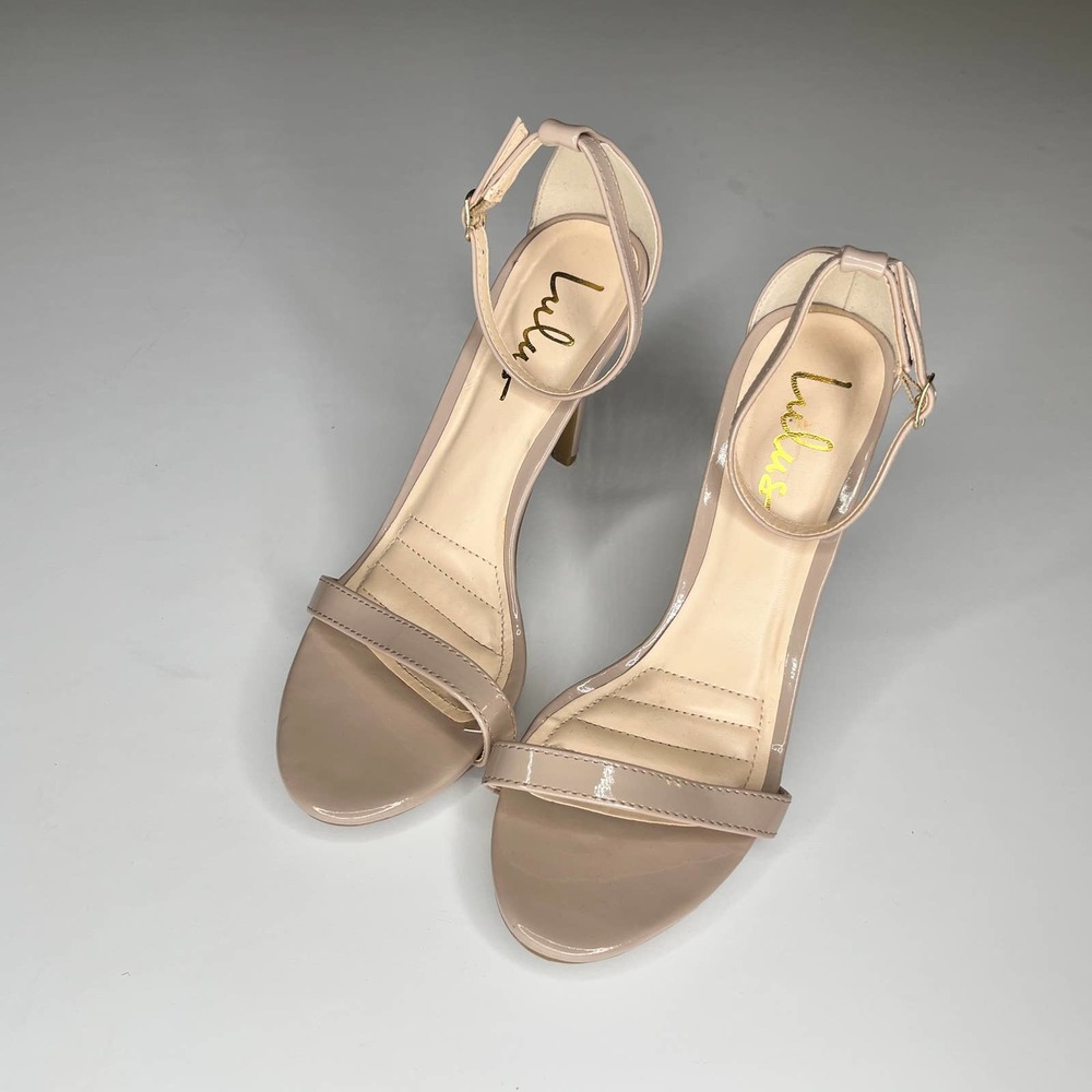 LuLus Nude Colored Open Toe Heels, 8